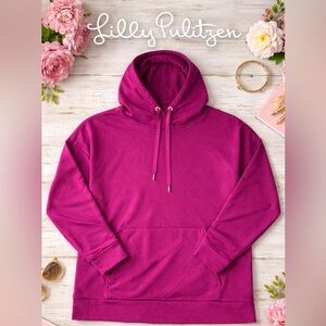 Lilly Pulitzer Magenta Hoodie Sweatshirt Size M Oversized Drop Shoulder